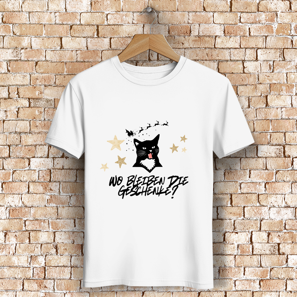 Herren Premium Bio T-Shirt Wo bleiben die Geschenke? Cat