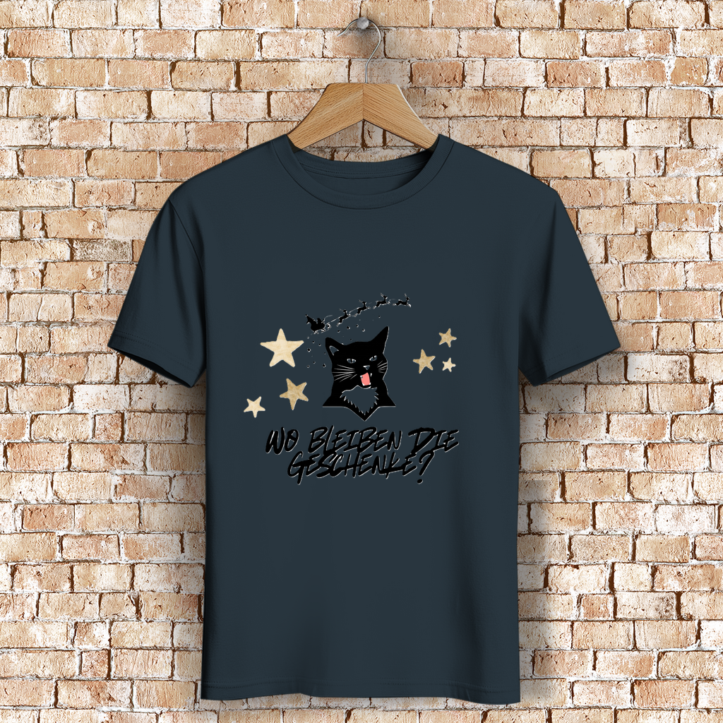 Herren Premium Bio T-Shirt Wo bleiben die Geschenke? Cat