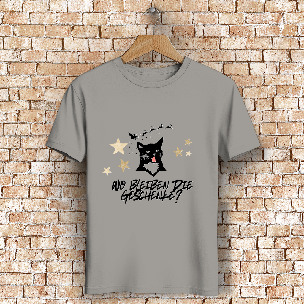 Herren Premium Bio T-Shirt Wo bleiben die Geschenke? Cat