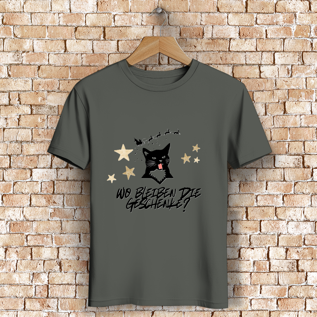 Herren Premium Bio T-Shirt Wo bleiben die Geschenke? Cat