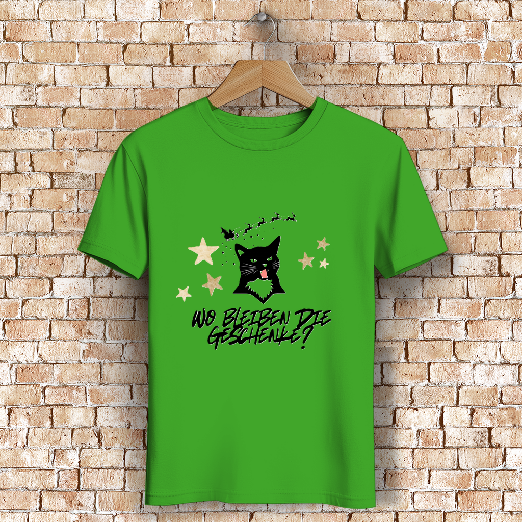 Herren Premium Bio T-Shirt Wo bleiben die Geschenke? Cat