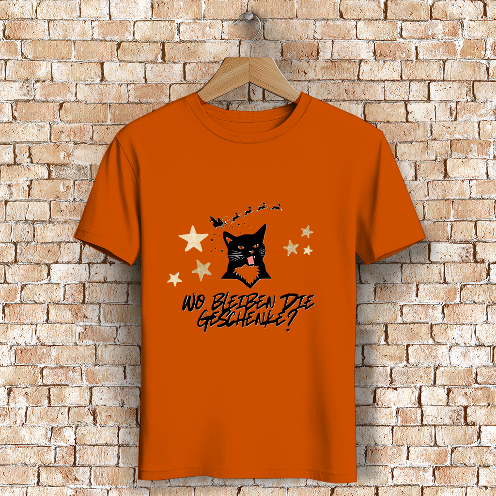 Herren Premium Bio T-Shirt Wo bleiben die Geschenke? Cat