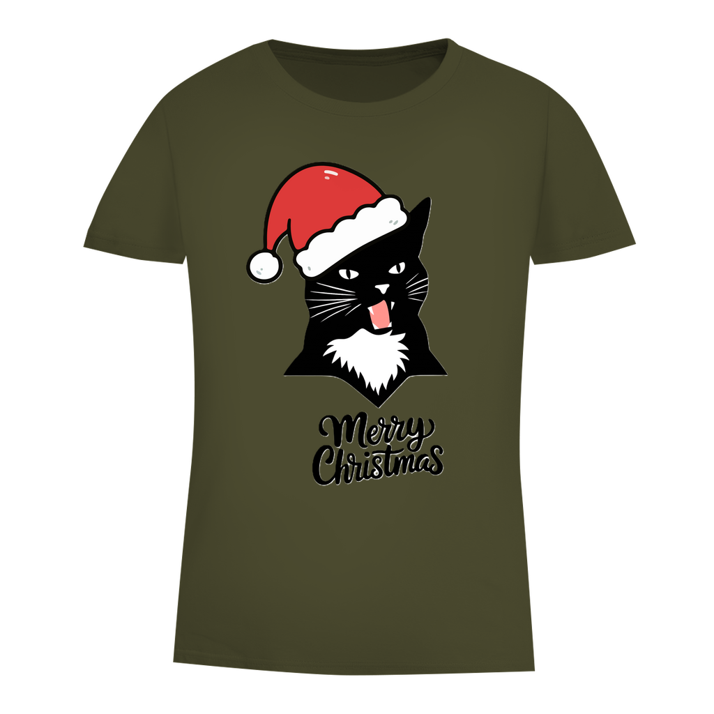 Damen Premium Bio T-Shirt Merry Christmas Angry Cat 1