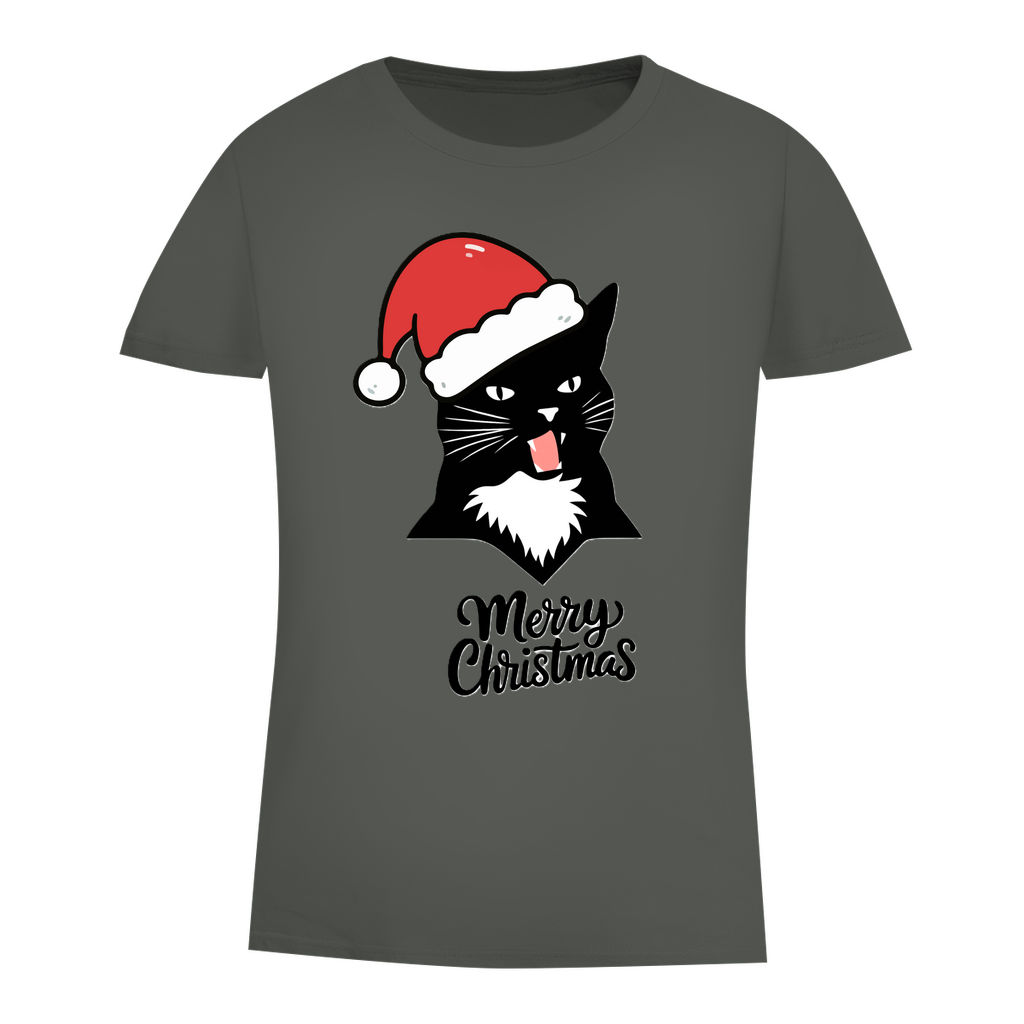 Damen Premium Bio T-Shirt Merry Christmas Angry Cat 1