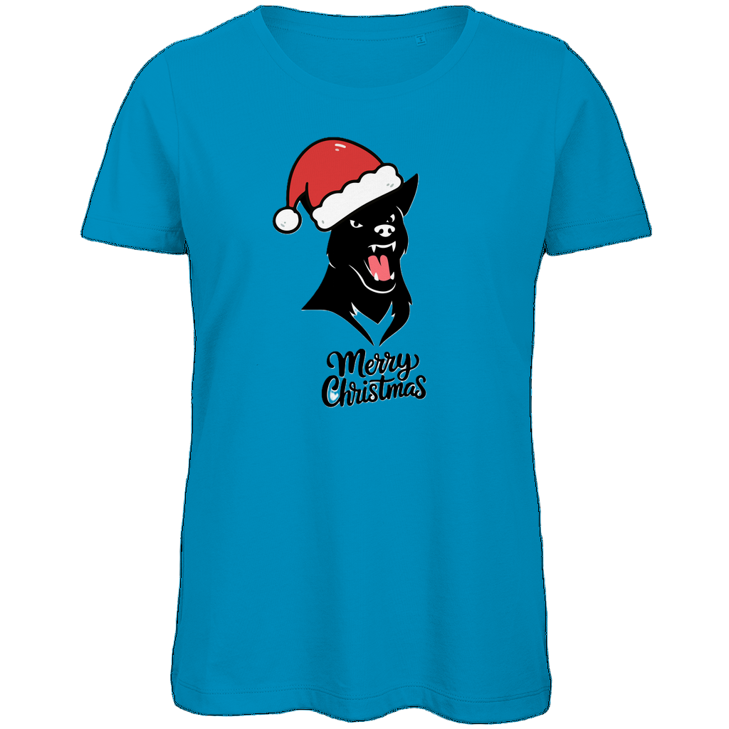 Damen Premium Bio T-Shirt Merry Christmas Angry Dog 1