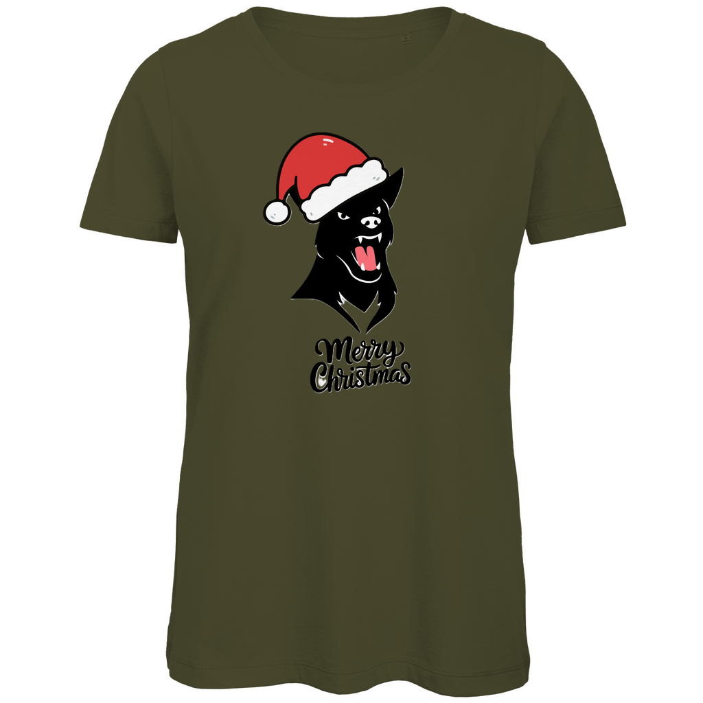 Damen Premium Bio T-Shirt Merry Christmas Angry Dog 1