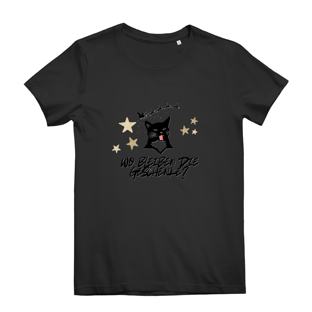 Damen Premium Bio T-Shirt Wo bleiben die Geschenke? Cat