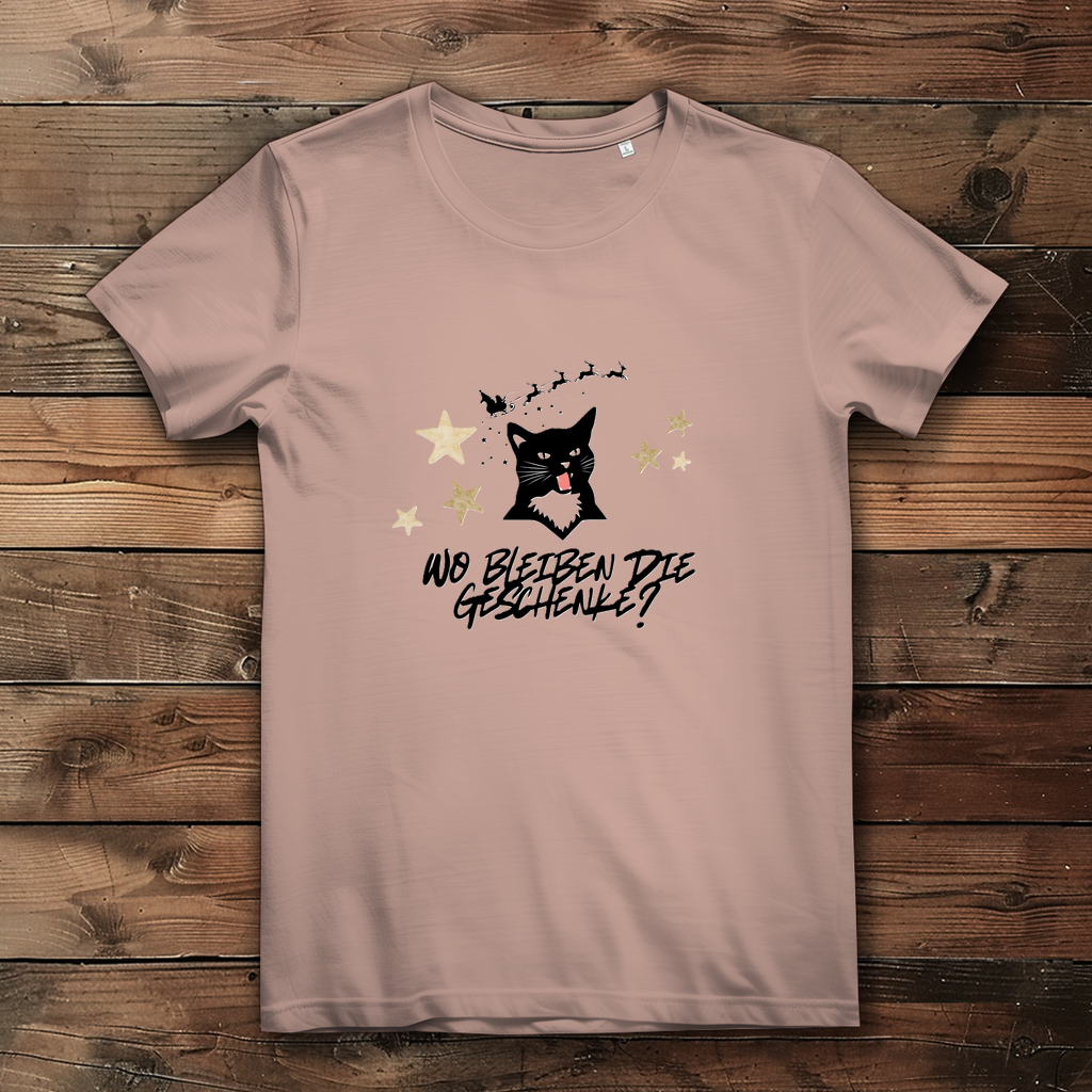 Damen Premium Bio T-Shirt Wo bleiben die Geschenke? Cat