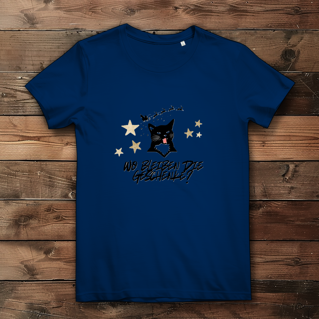 Damen Premium Bio T-Shirt Wo bleiben die Geschenke? Cat