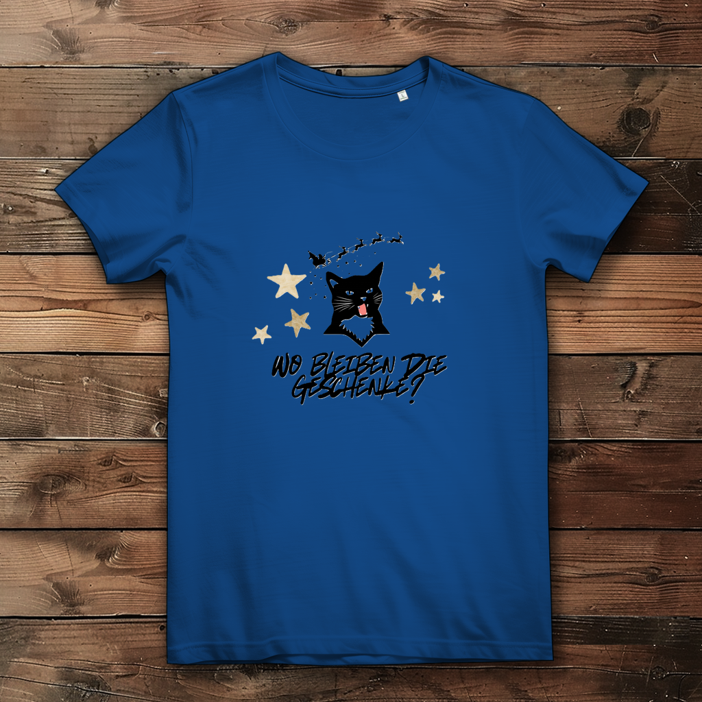 Damen Premium Bio T-Shirt Wo bleiben die Geschenke? Cat