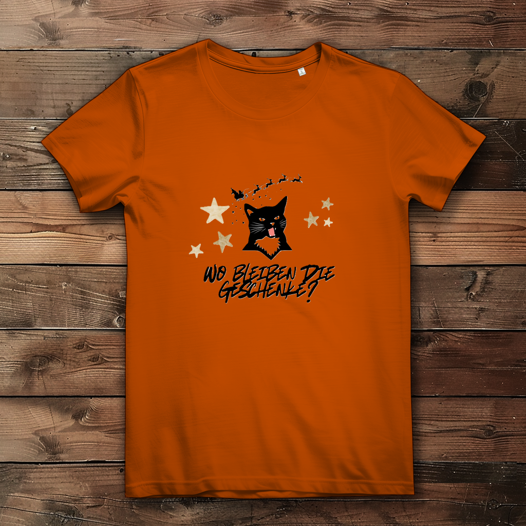 Damen Premium Bio T-Shirt Wo bleiben die Geschenke? Cat