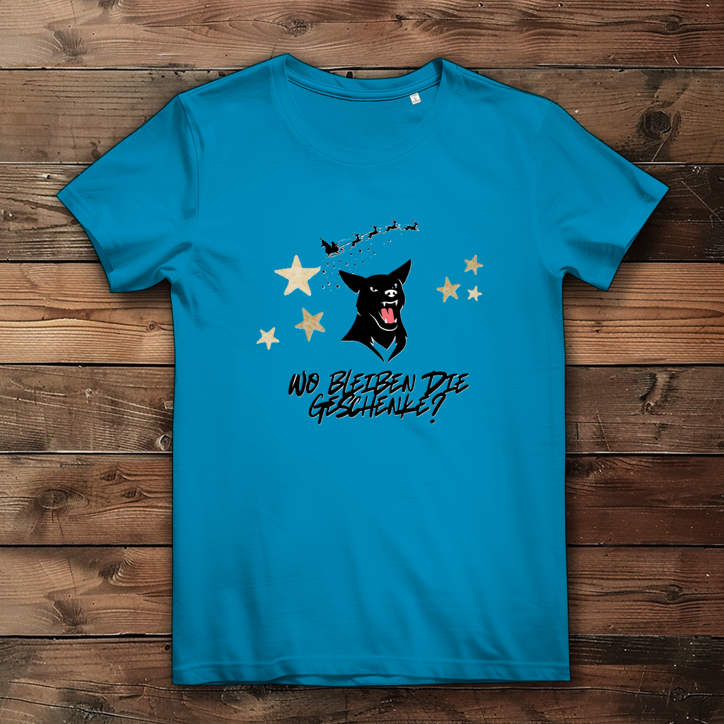Damen Premium Bio T-Shirt Wo bleiben die Geschenke? Dog