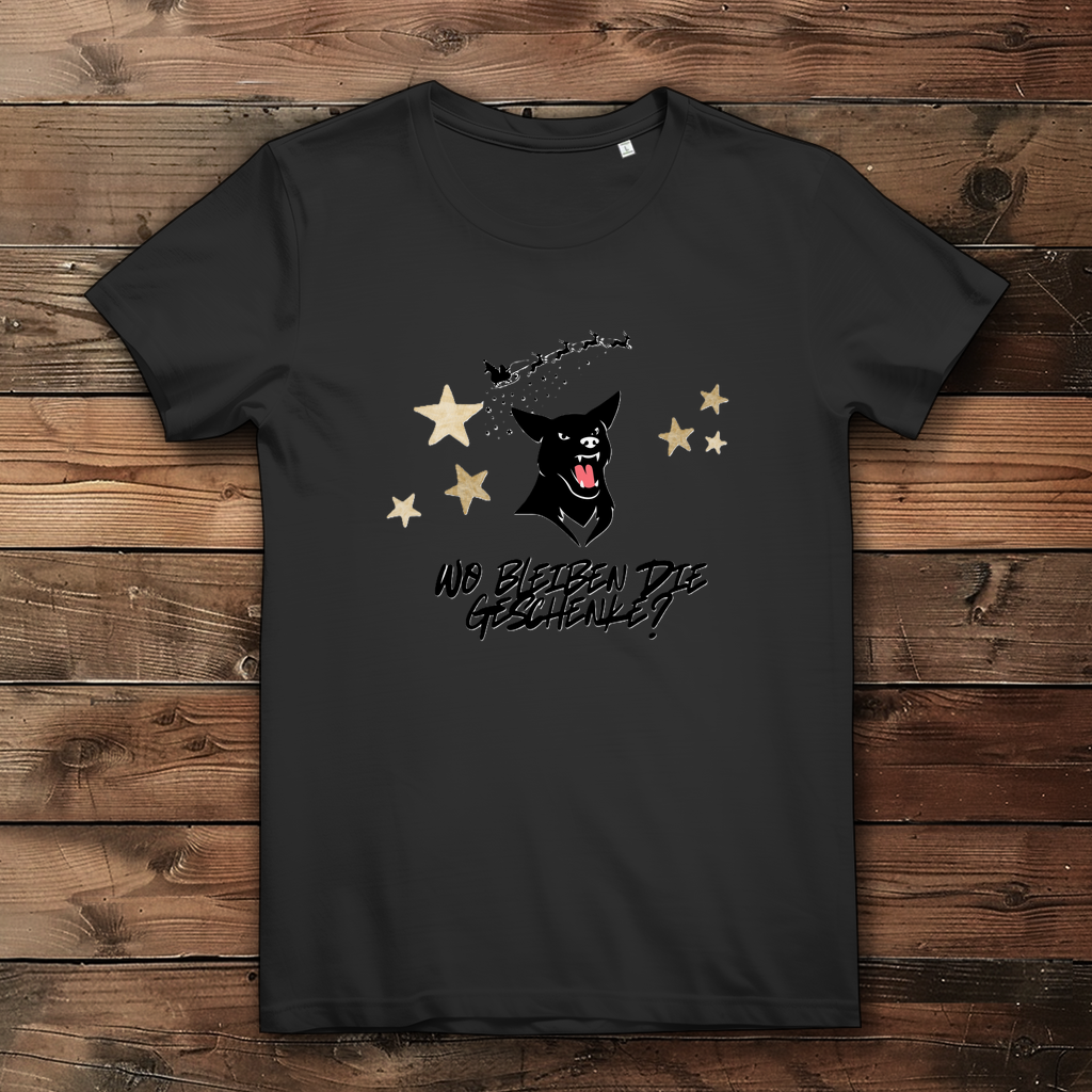Damen Premium Bio T-Shirt Wo bleiben die Geschenke? Dog