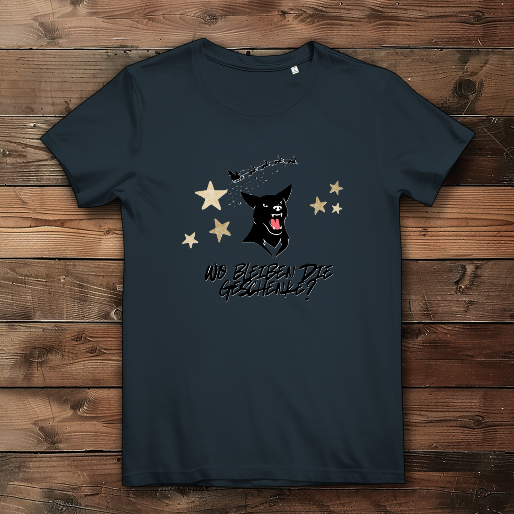 Damen Premium Bio T-Shirt Wo bleiben die Geschenke? Dog