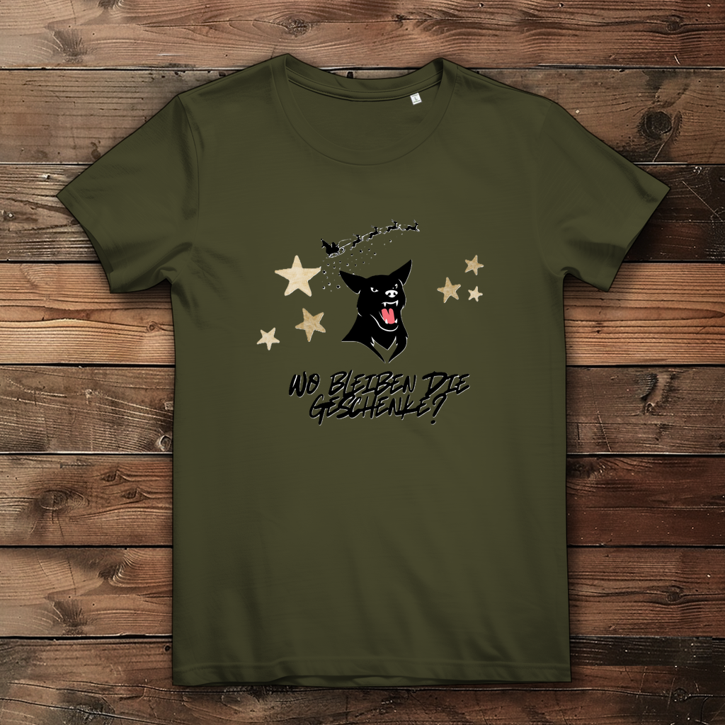 Damen Premium Bio T-Shirt Wo bleiben die Geschenke? Dog