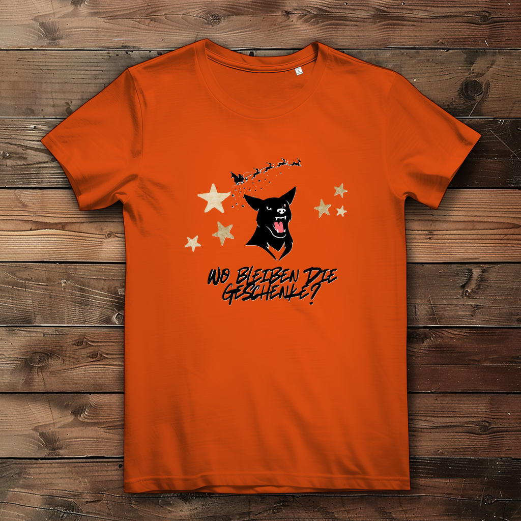 Damen Premium Bio T-Shirt Wo bleiben die Geschenke? Dog