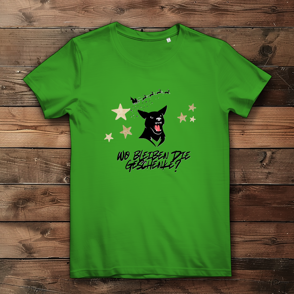 Damen Premium Bio T-Shirt Wo bleiben die Geschenke? Dog