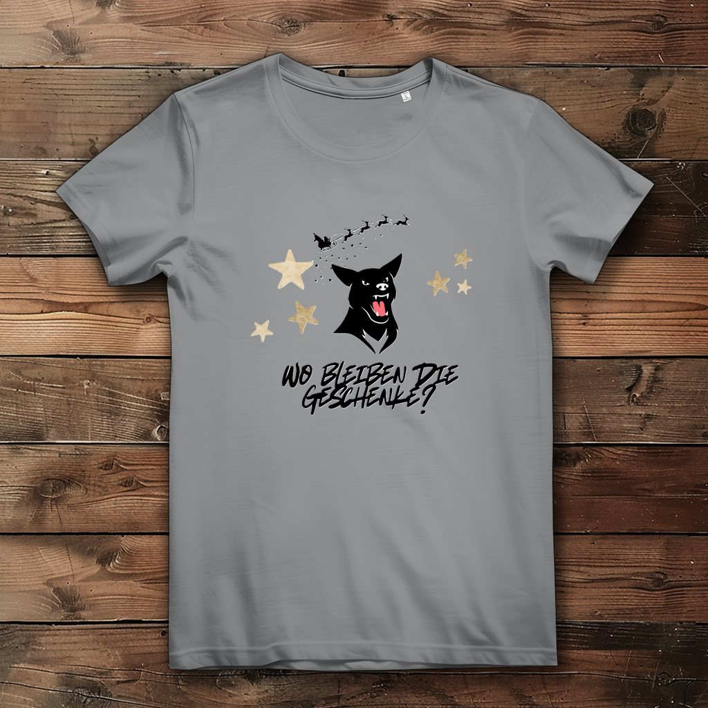Damen Premium Bio T-Shirt Wo bleiben die Geschenke? Dog