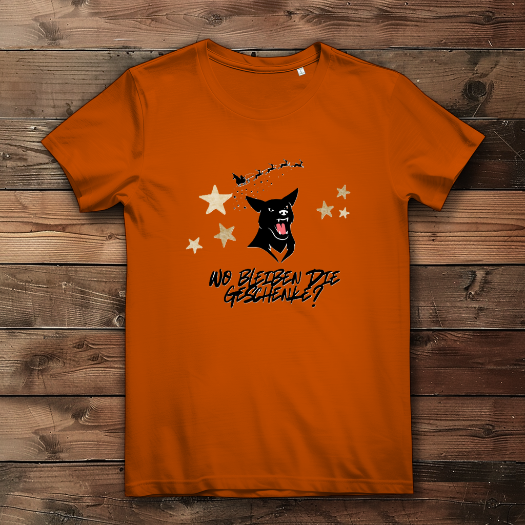 Damen Premium Bio T-Shirt Wo bleiben die Geschenke? Dog