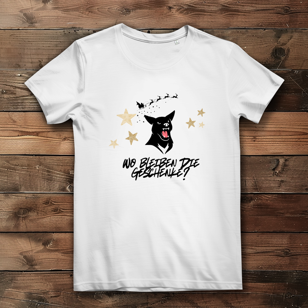 Damen Premium Bio T-Shirt Wo bleiben die Geschenke? Dog