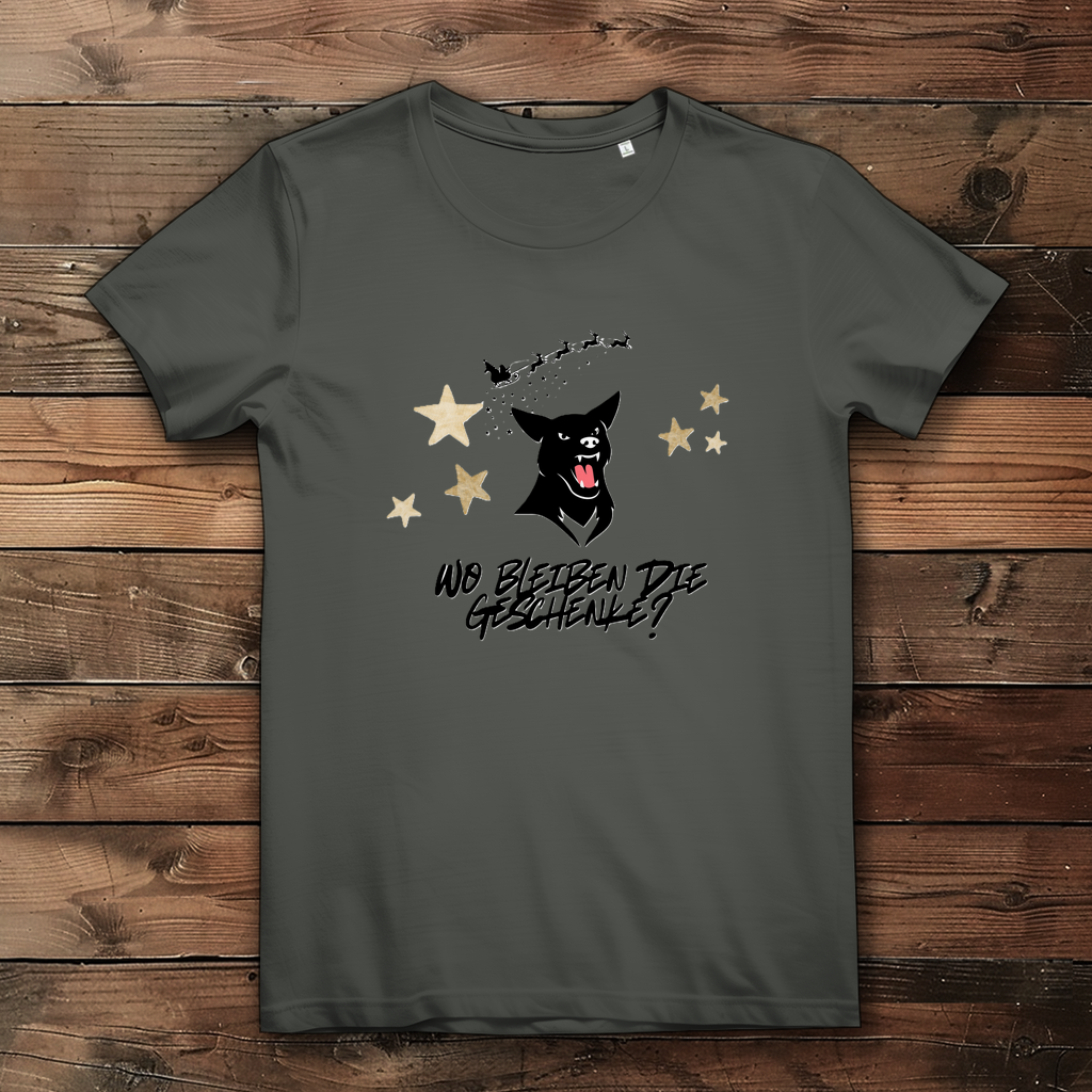 Damen Premium Bio T-Shirt Wo bleiben die Geschenke? Dog