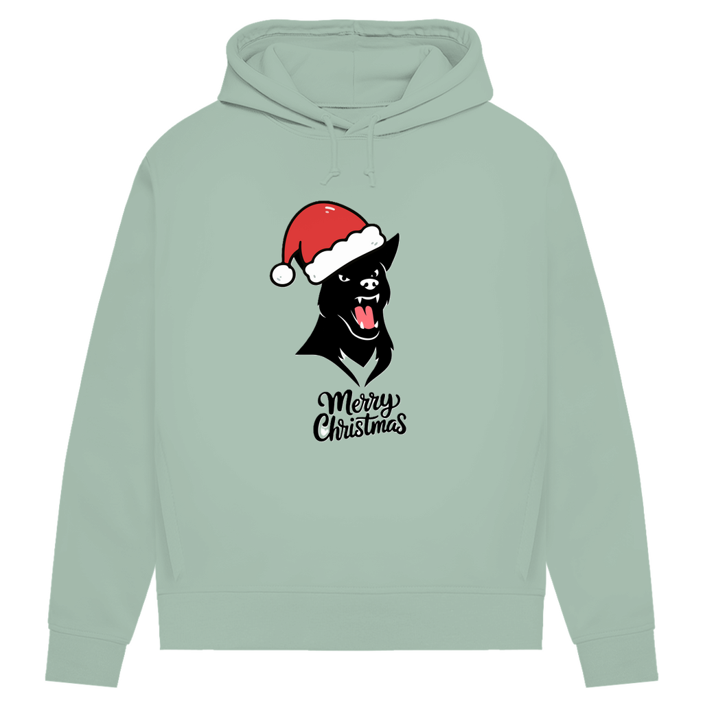 Damen Premium Bio Hoodie Merry Christmas Angry Dog 1