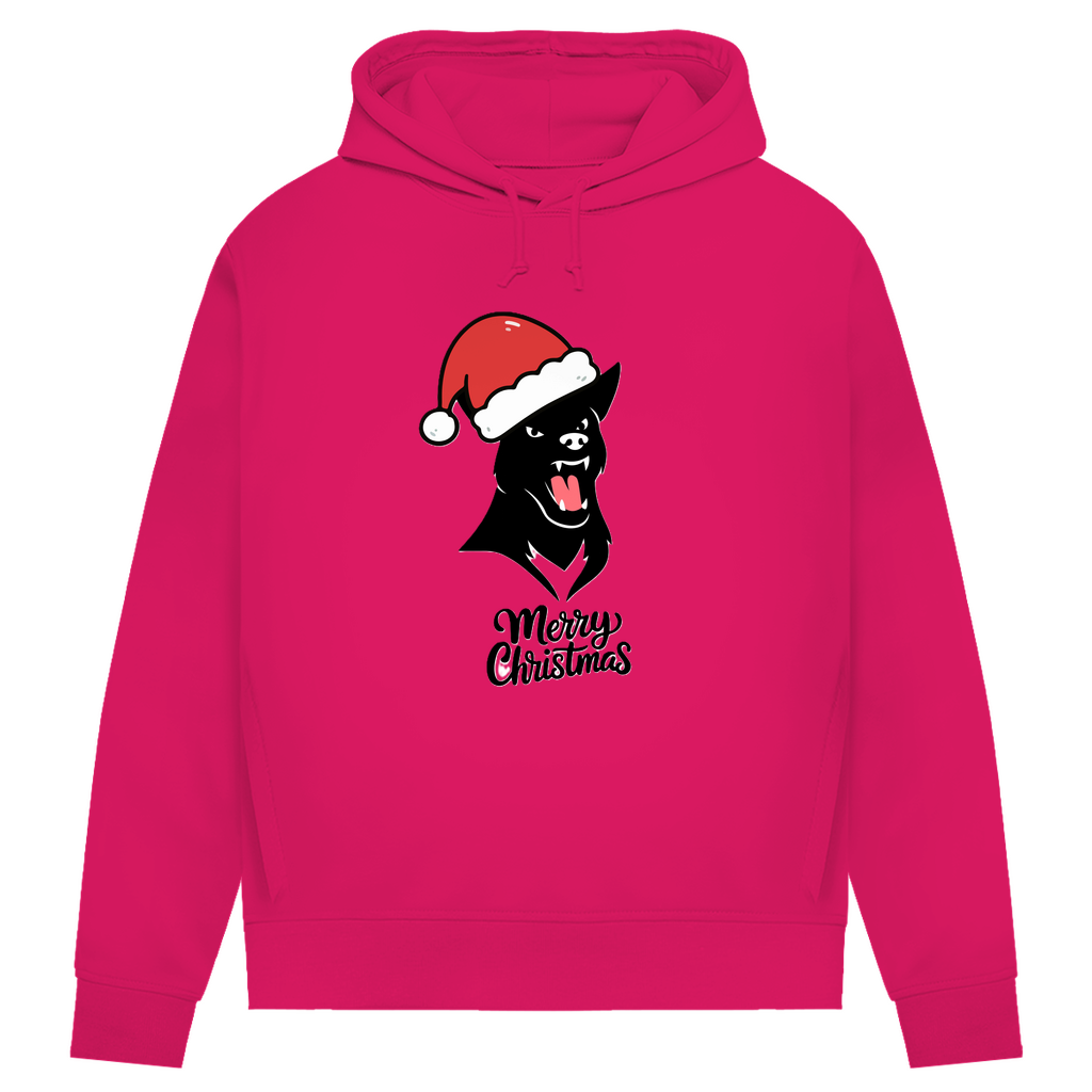 Damen Premium Bio Hoodie Merry Christmas Angry Dog 1