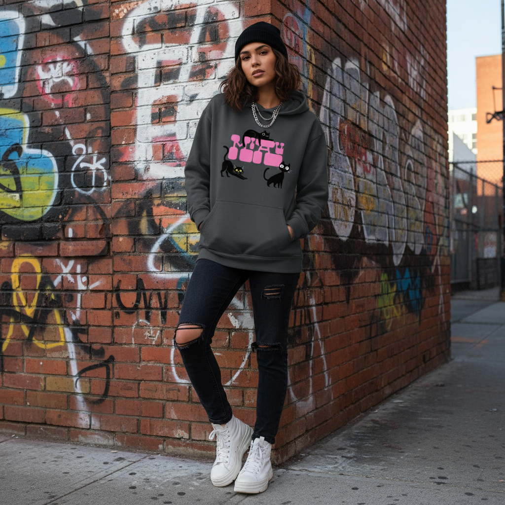 Unisex Oversize Hoodie Miau Pink