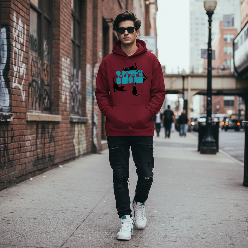 Unisex Oversize Hoodie Miau Blue