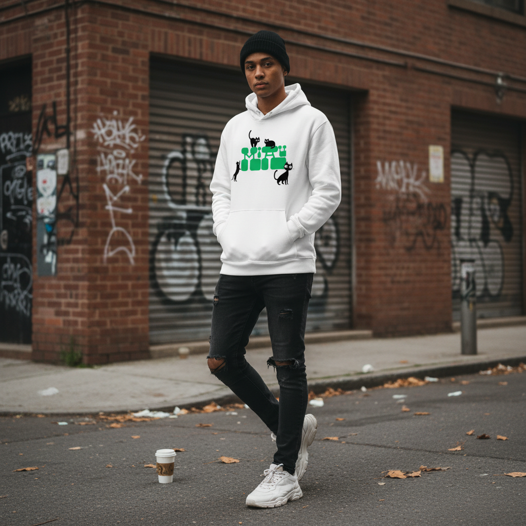 Unisex Oversize Hoodie Miau Green