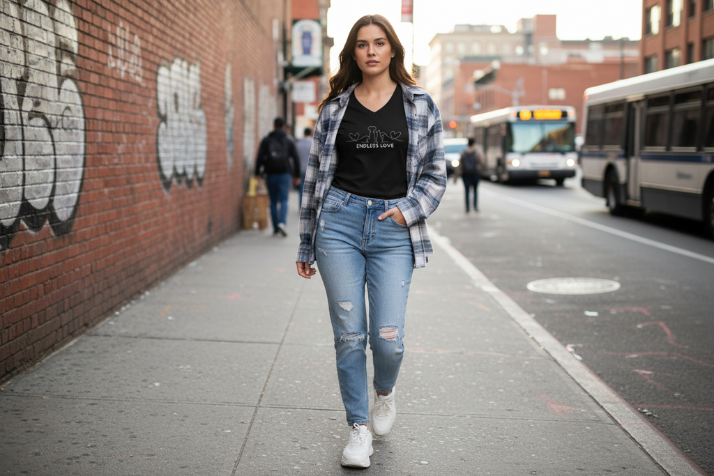 Damen Premium Bio V-Neck T-Shirt Endless Love 2