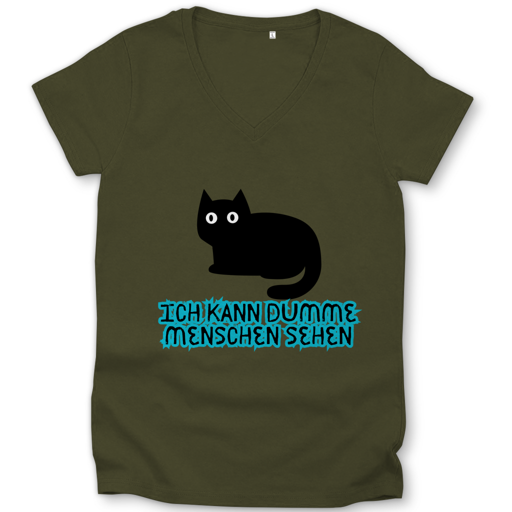 Damen Premium Bio V-Neck T-Shirt Dumme Menschen