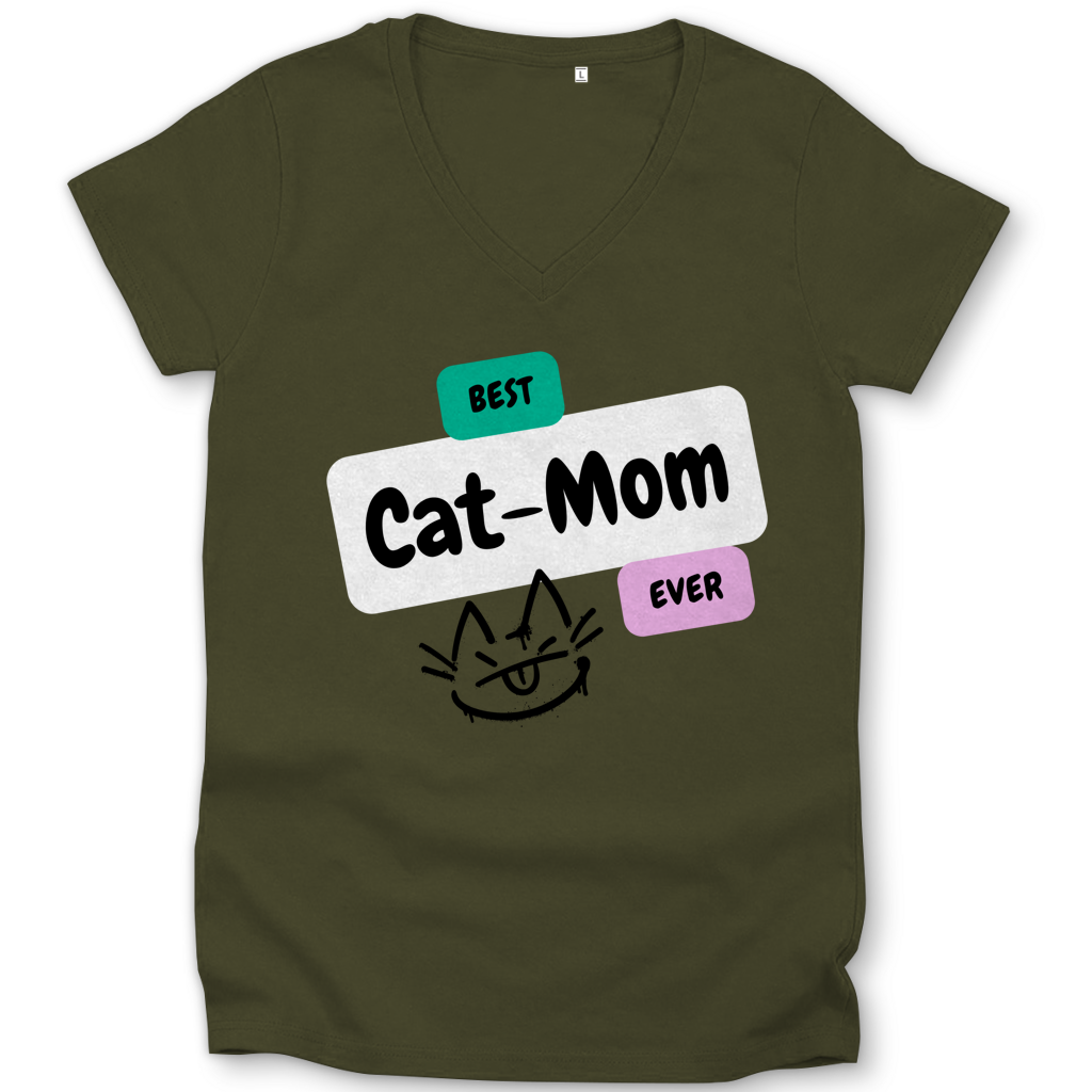 Damen Premium Bio V-Neck T-Shirt "Best Cat-Mom"