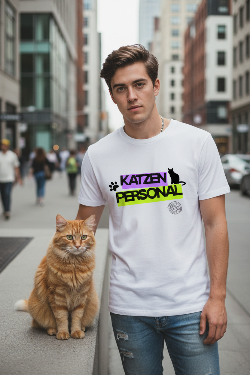 Herren Premium Bio T-Shirt Katzen Personal