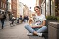 Damen Premium Bio T-Shirt Adopted Katze
