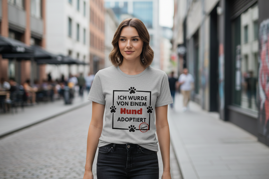 Damen Premium Bio T-Shirt Adopted Hund
