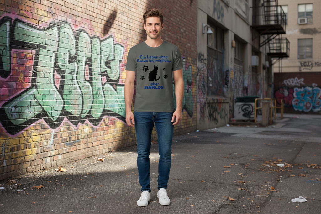 Herren Premium Bio T-Shirt Ohne Katze  - Sinnlos