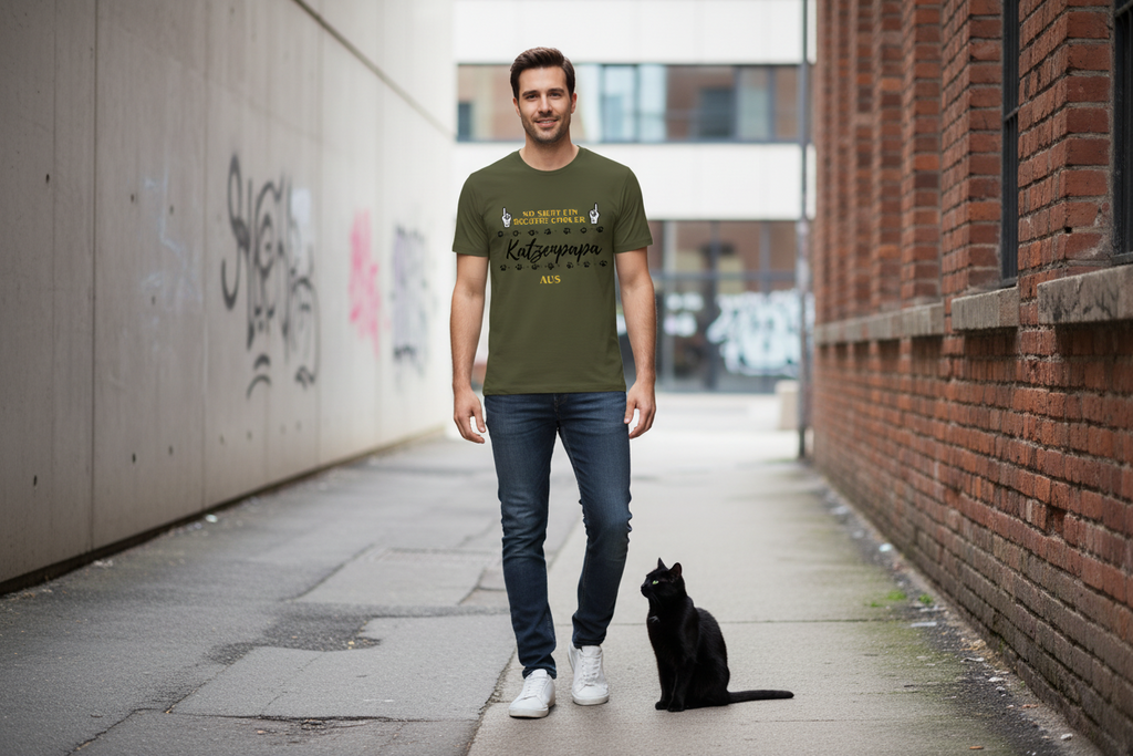 Herren Premium Bio T-Shirt Cooler Katzenpapa