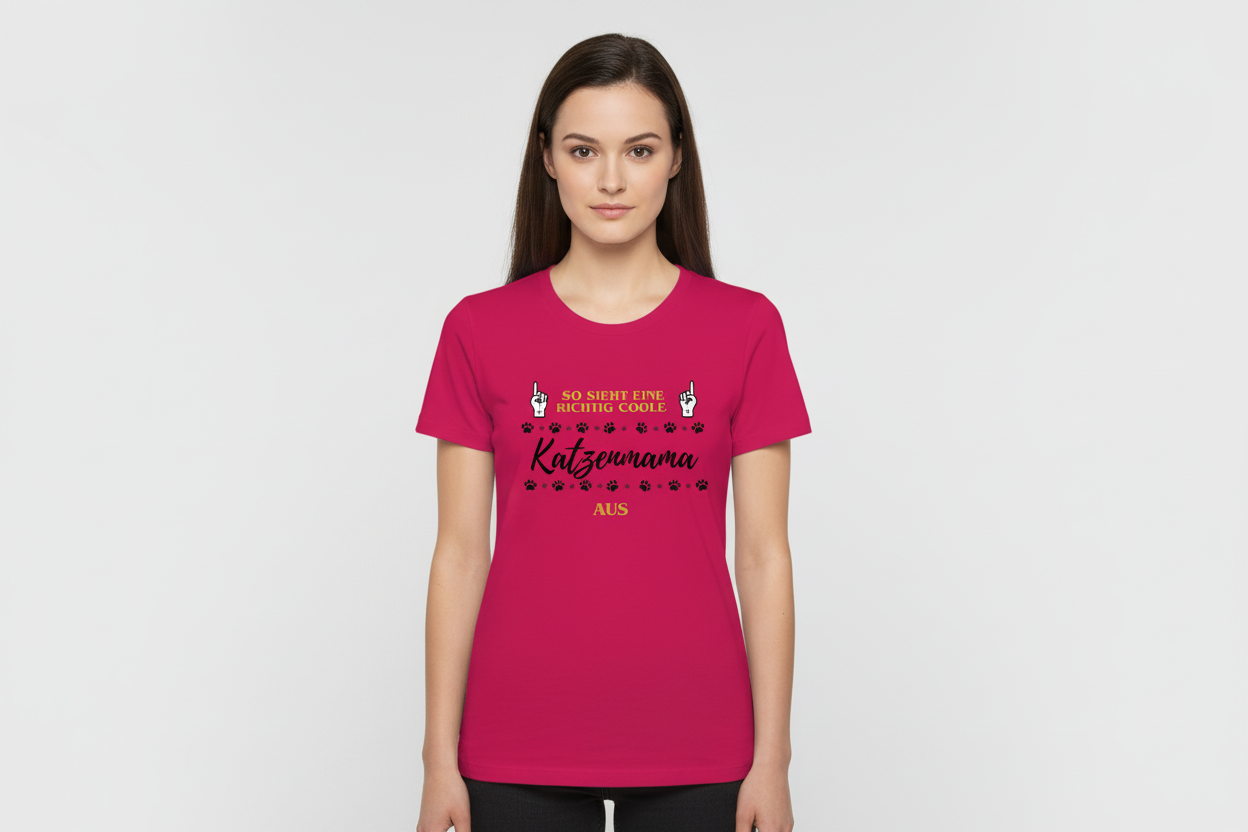 Damen Premium Bio T-Shirt Coole Katzenmama