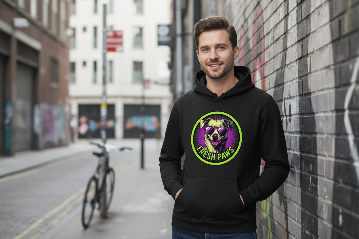 Herren Premium Bio Hoodie Fresh Paws