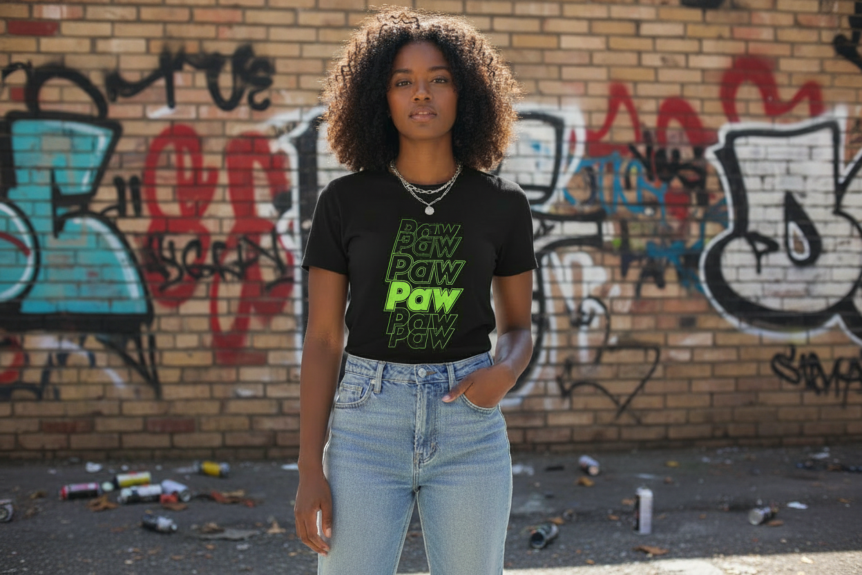 Damen Premium Bio T-Shirt Paw Paw Paw