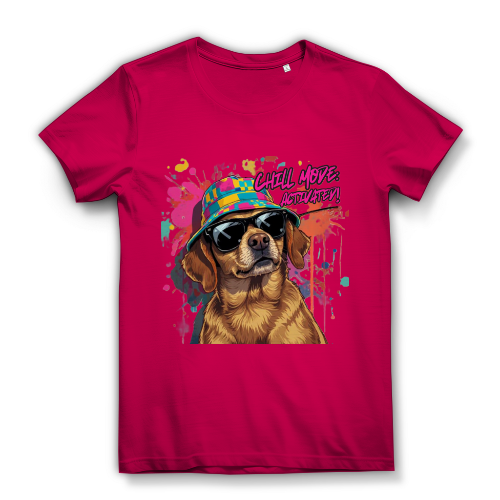 Damen Premium Bio T-Shirt Chill Mode Activated Dog