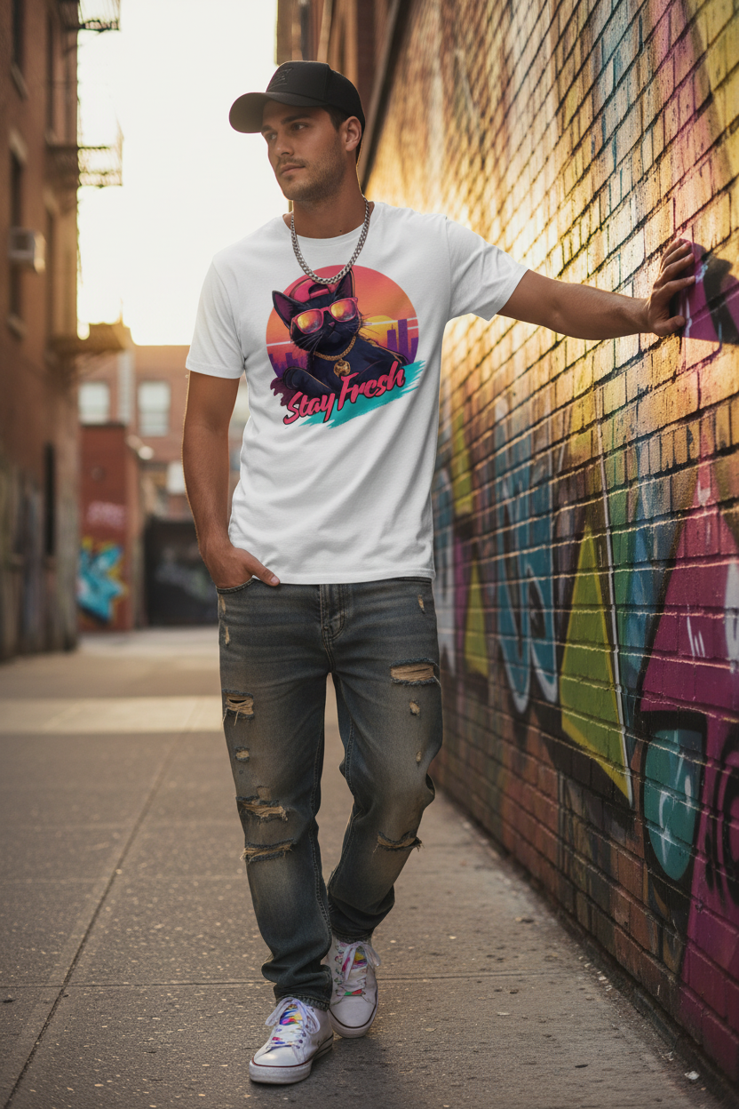 Herren Premium Bio T-Shirt Stay Fresh Cat