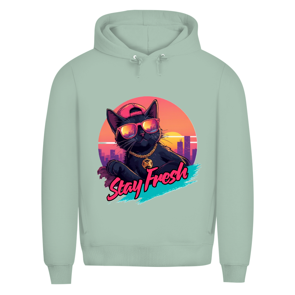Herren Premium Bio Hoodie Stay Fresh Cat
