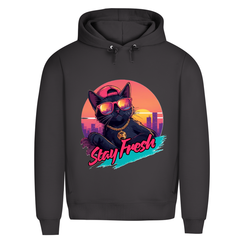 Herren Premium Bio Hoodie Stay Fresh Cat