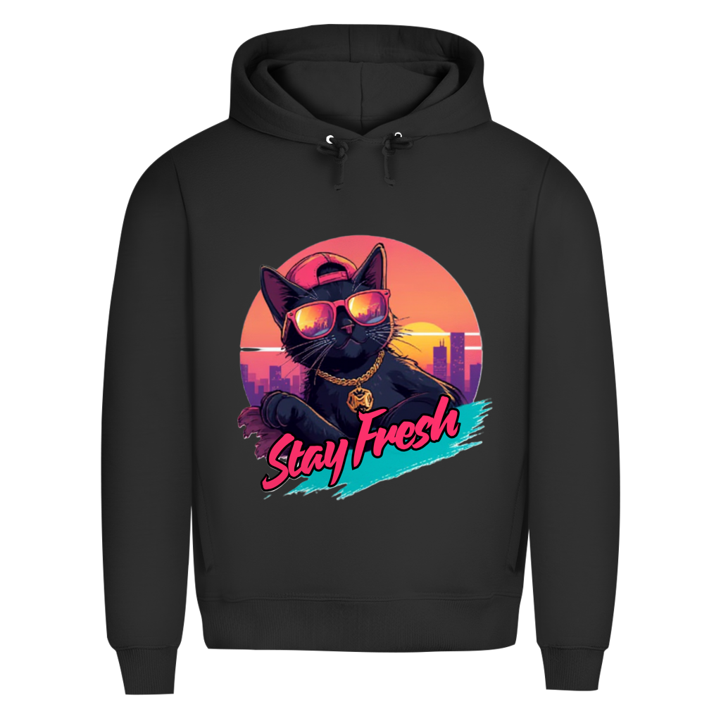 Herren Premium Bio Hoodie Stay Fresh Cat
