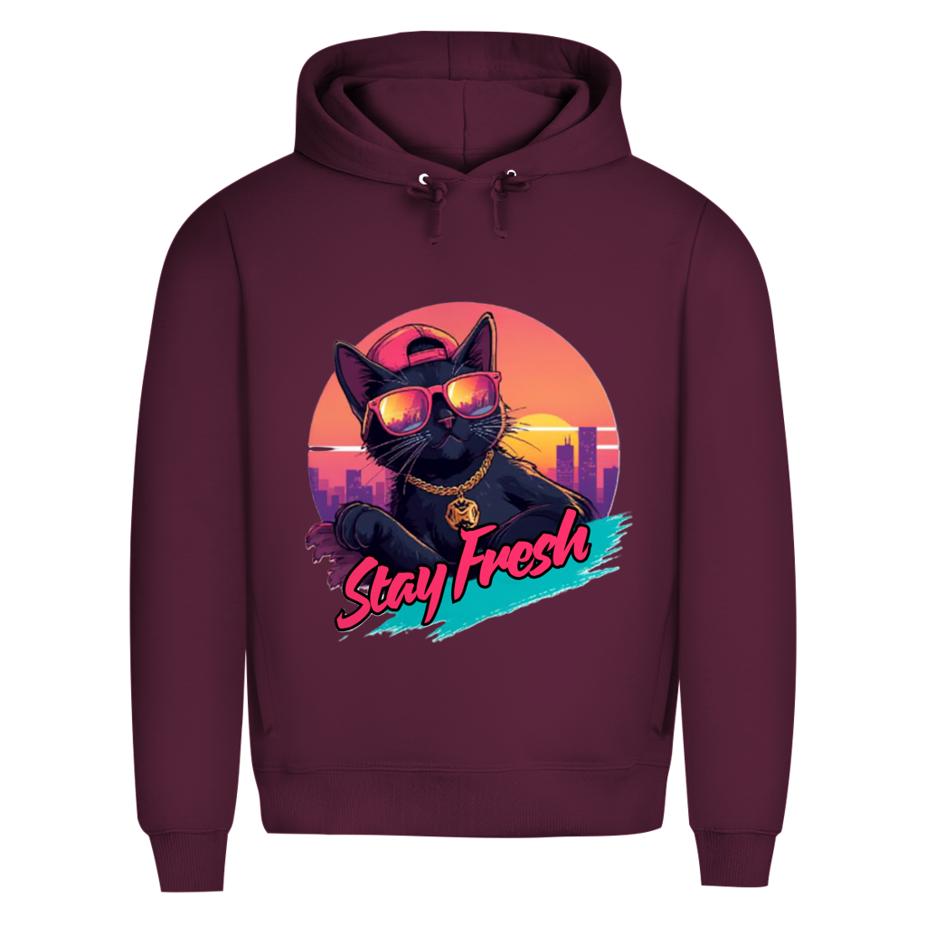 Herren Premium Bio Hoodie Stay Fresh Cat