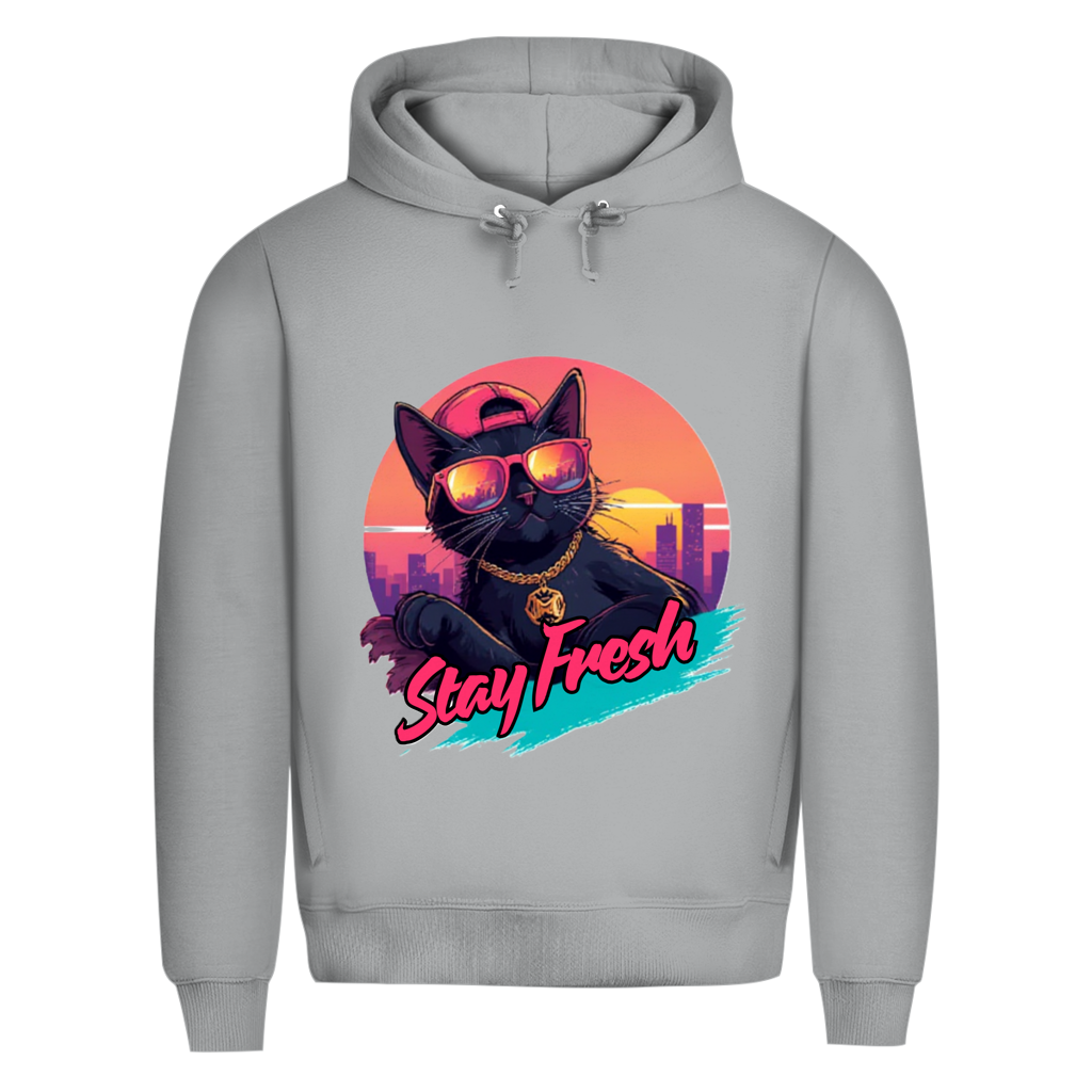 Herren Premium Bio Hoodie Stay Fresh Cat