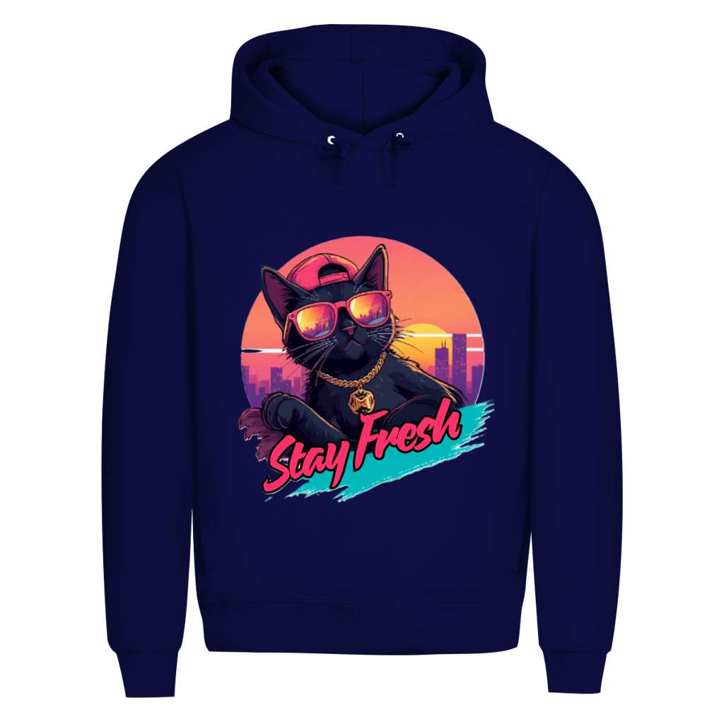 Herren Premium Bio Hoodie Stay Fresh Cat