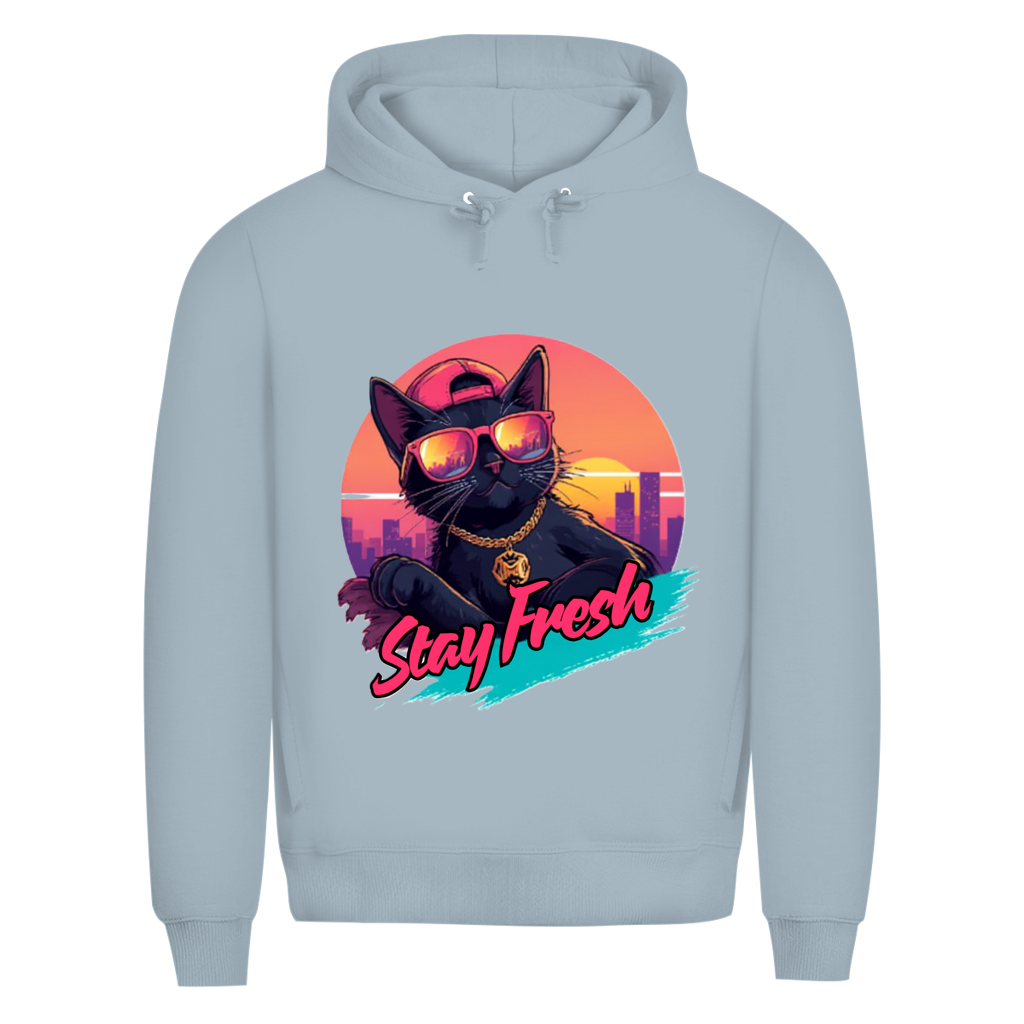 Herren Premium Bio Hoodie Stay Fresh Cat